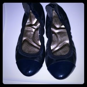 Navy scrunch ballet flats
